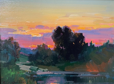 Sunset-by-the-Pond-12x16