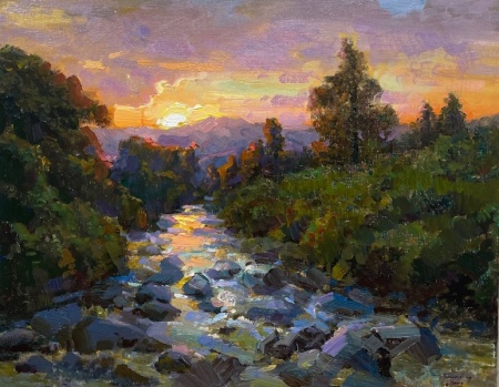 Sunset-by-the-River-16x20